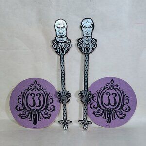 Disney Parks Club 33 Haunted Mansion 50th Watchful Busts Swizzle Sticks Coasters